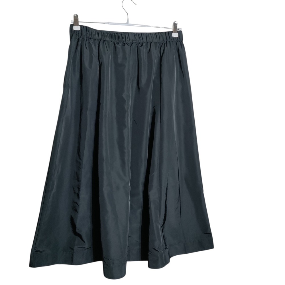 Old Navy The Occasion Black Taffeta Midi Skirt Elastic Waist Pockets Large